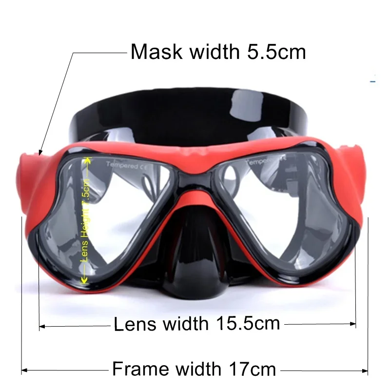 Myopia Diving Masks with Optical Resin Plastic Lenses and Silicone Frame