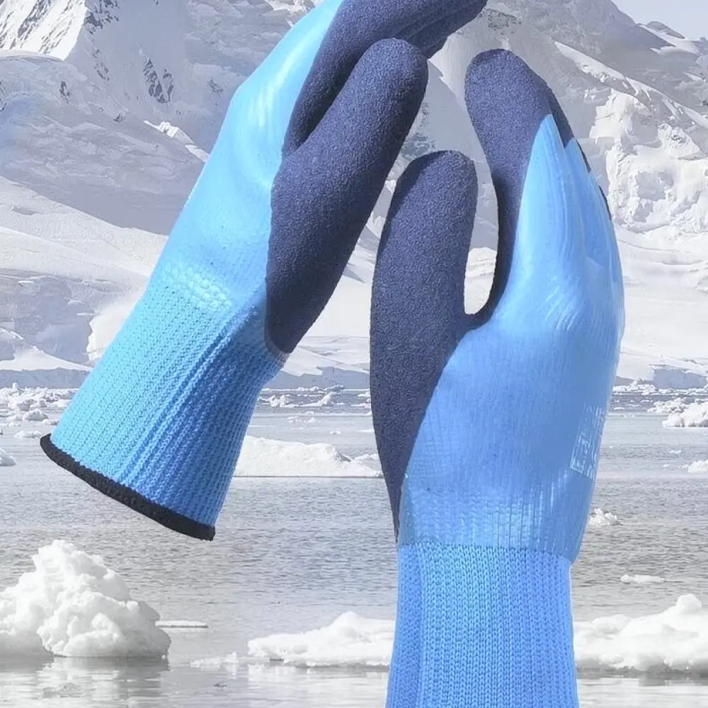 Fleece Lined Winter Work Gloves Waterproof Rubber Non Slip Protective Gear Cold Storage Construction Durable Mittens