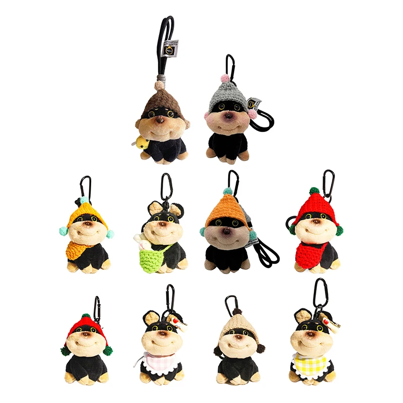 Lindo abeja cachorro llavero de juguete de peluche perro de dibujos animados muñeco de peluche suave colgante llavero de coche mochila bolsa decoración regalo para niños