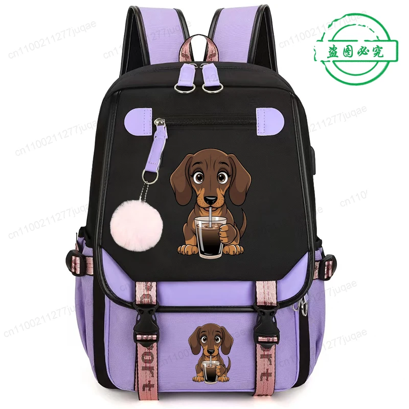 

Kawaii Daushaund Anime Cartoon Backpack Teenager Backpack for Women Junior High School Bookbags Fashion Trend Student Bagpack