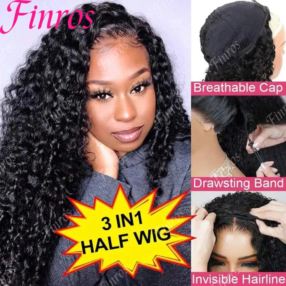 

Deep Wave Curly Human Hair Wig Full Machine Made Half Wig Headband Wigs Curly Half Wigs Human Hair For Woman on Clearance Sale