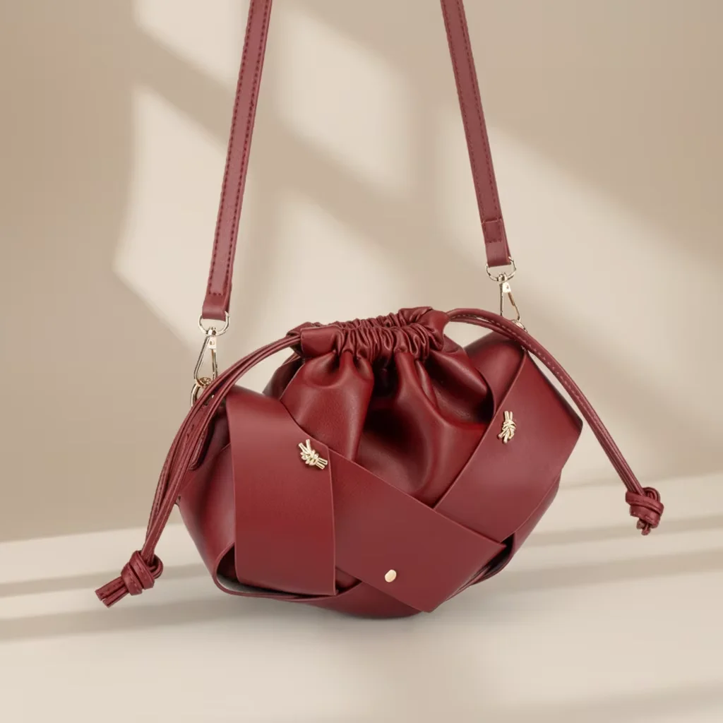 JIOMAY 2026 Fashion Woven Purse New Apple Bag Creative Shoulder Underarm Bag Drawstring Purses for Women Designer Handbags