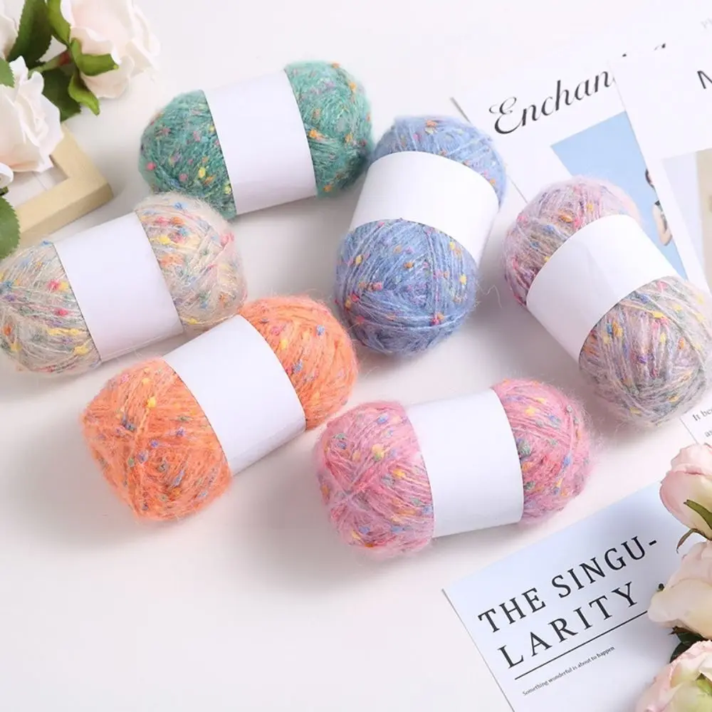 Soft Colored Dots Wool Yarn DIY Plush Rainbow Thread Crochet Knitting Sweater