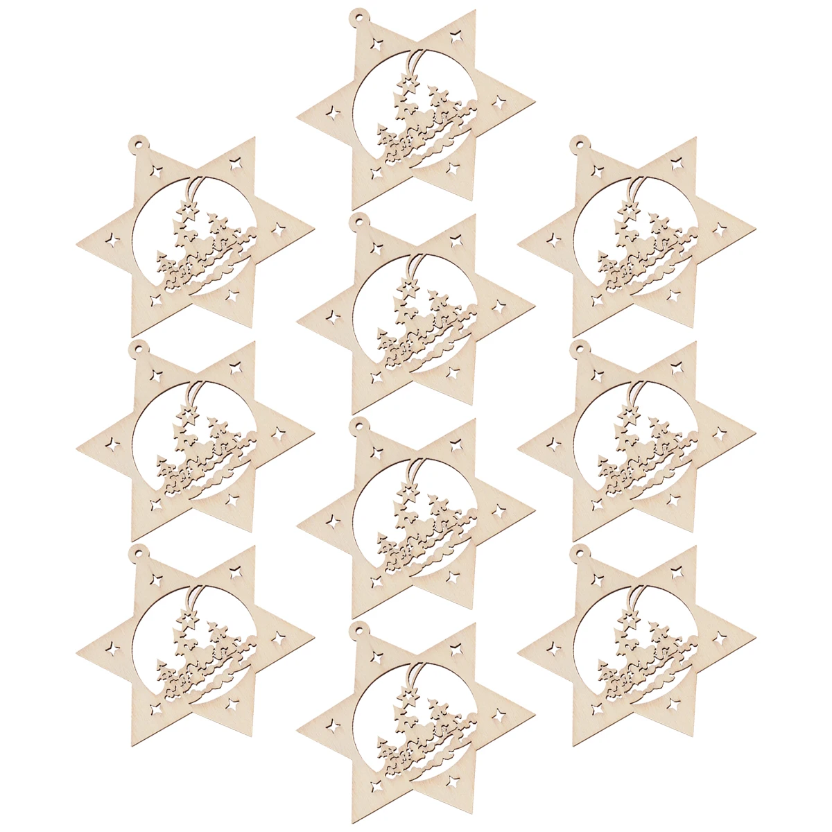 

10pcs Wooden Octagon Star Cutouts Natural Unfinished Wood Slices For Diy Christmas Decorations Crafts Tree Ornaments