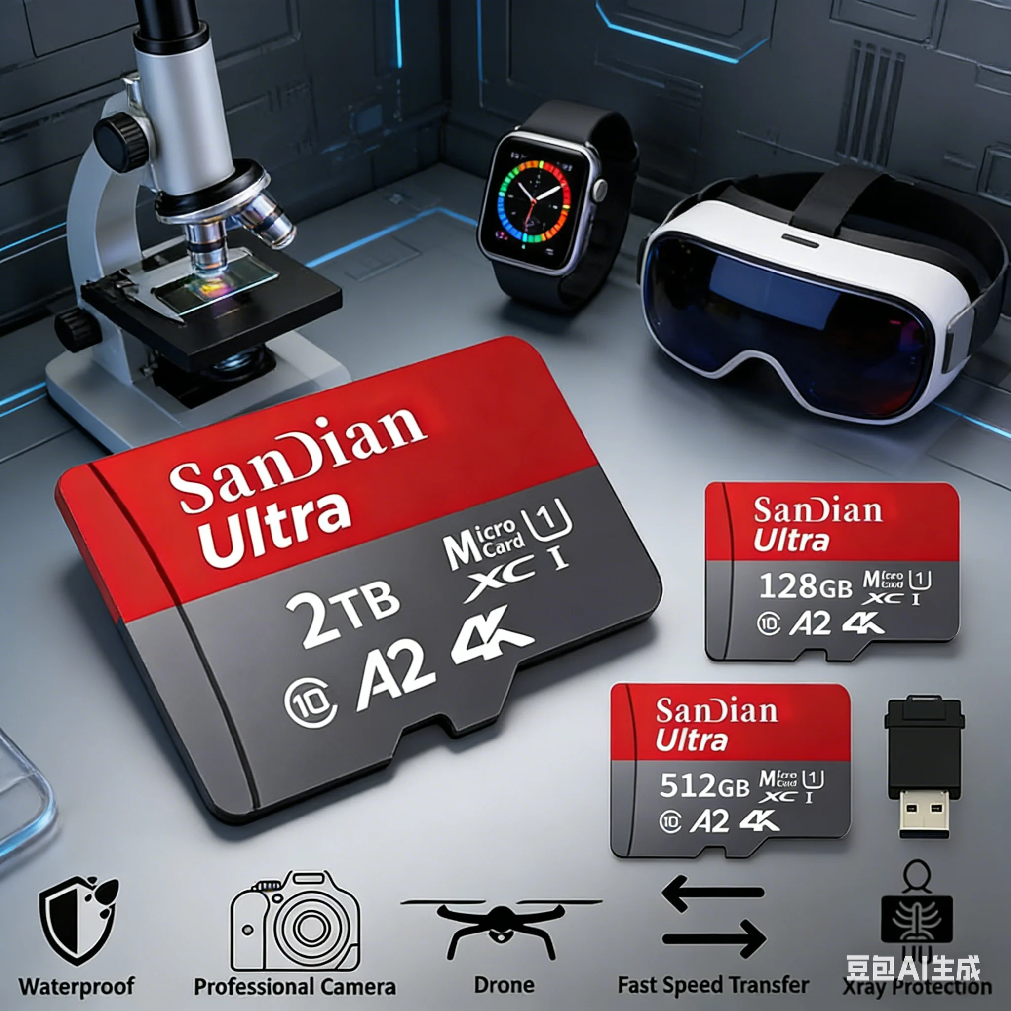 A2 U3 SD Memory Card 128GB 256GB High Speed TF Card 4K Video Recording for Tablet Surveillance Camera Shockproof Dustproof