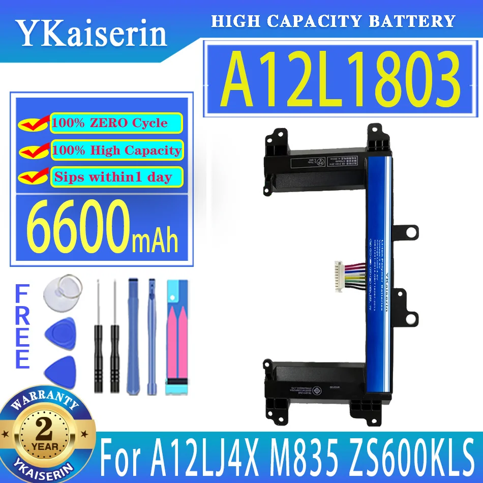 YKaiserin 6600mAh Replacement Battery A12L1803 For A12LJ4X M835 ZS600KLS 0B110-00560000 1ICR19/66-2 Laptop Batteries