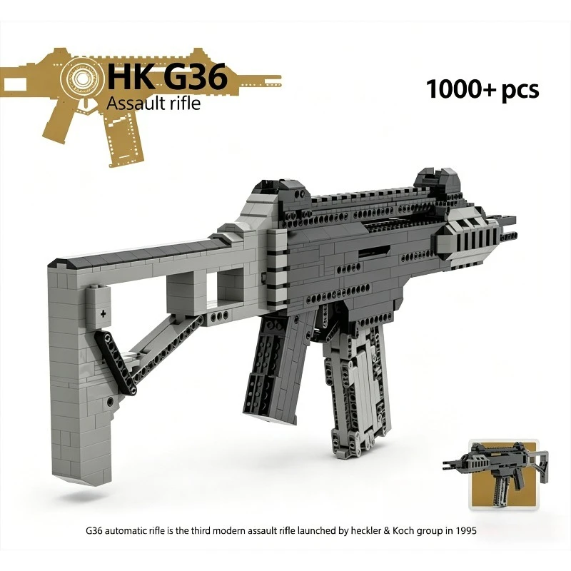 

1018PCS G36 Assault Rifle Building Blocks Emissibility With Bullet Assemble Gun Bricks Weapon Toy Gift For Adult Boy