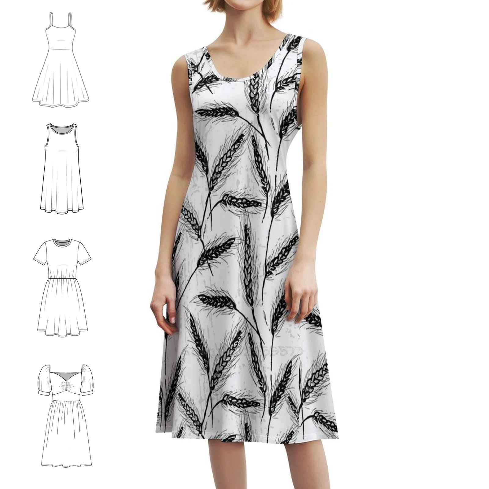 

Женское уличное праздничное платье с узором Spikelets, модная клубная одежда с принтом для женщин, Spikelets с узором из пшеницы, Spikelets Field