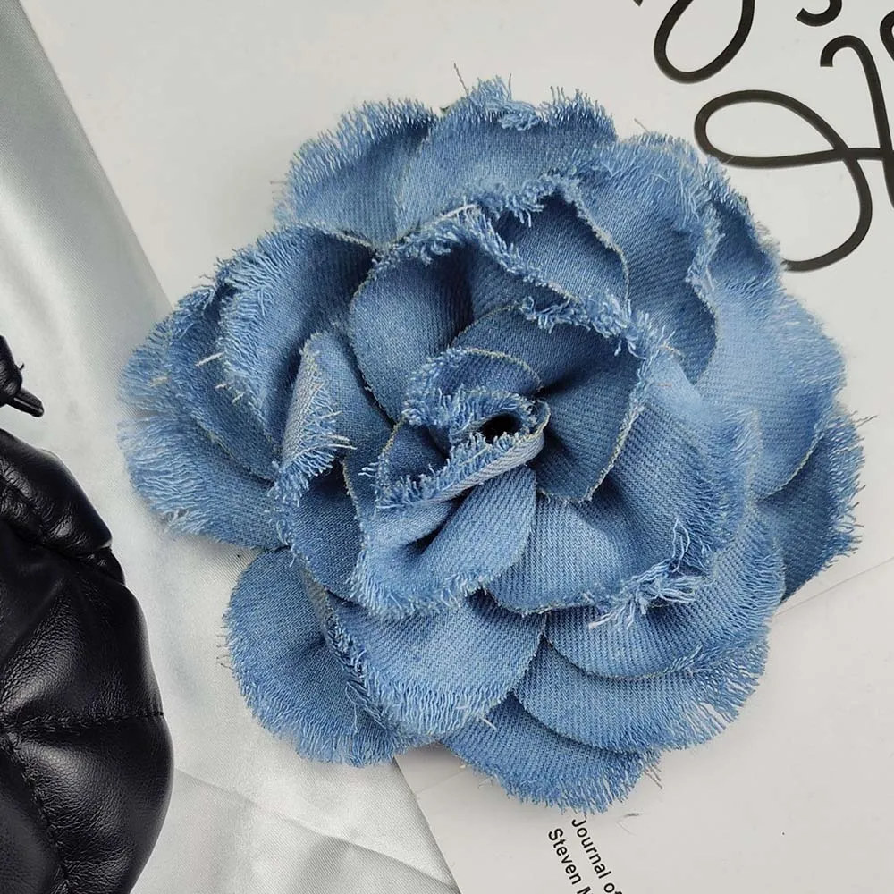 1Pc Blue Denim Cloth Flowers for Clothes Decoration DIY Crafts Supplies Repair