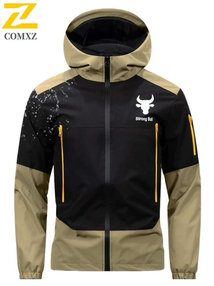 

Techwear Style Ski Jackets Men Waterproof Thin Outdoors Hooded Camping Windbreaker Coats Multi-pocket Wear-resistant Work Jacket