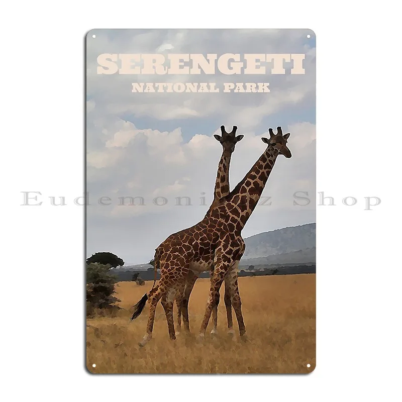 Giraffes In The Serengeti Tanzania Poster Metal Sign Wall Mural Cinema Bar Design Home Tin Sign Poster