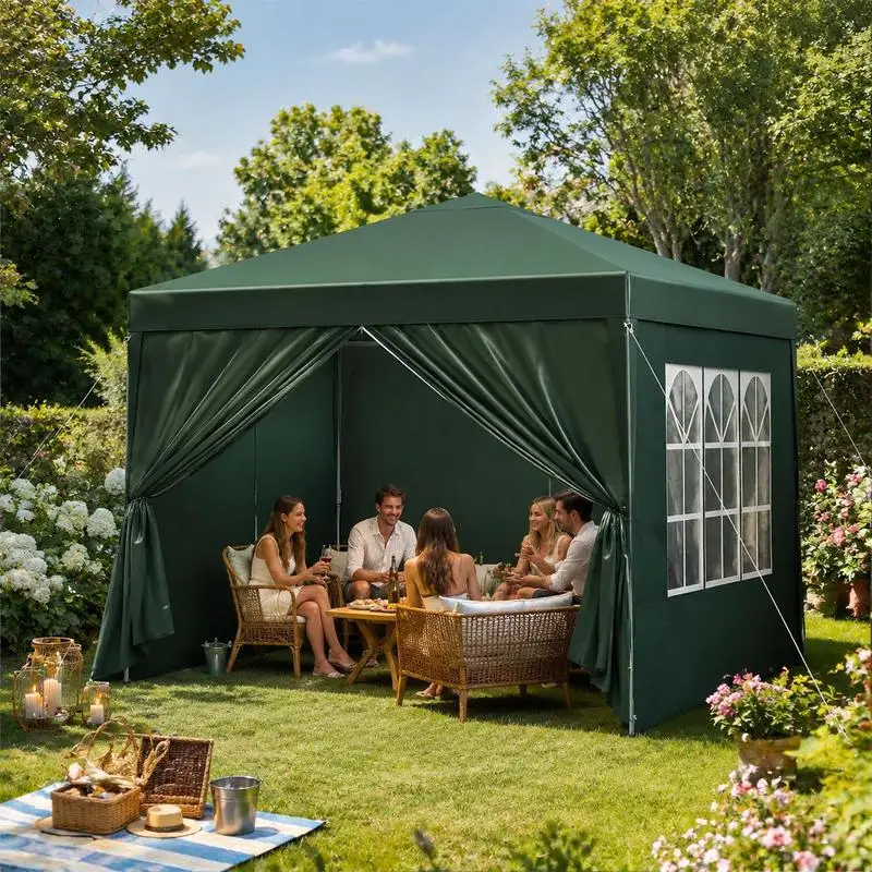 Ersatzabdeckung für Gazebo-Doppeldach aus Polyester, Beige, 3x3 m, Sonnenschutz für Garten, Terrasse, Hochzeiten, Veranstaltungen, Struktur nicht enthalten