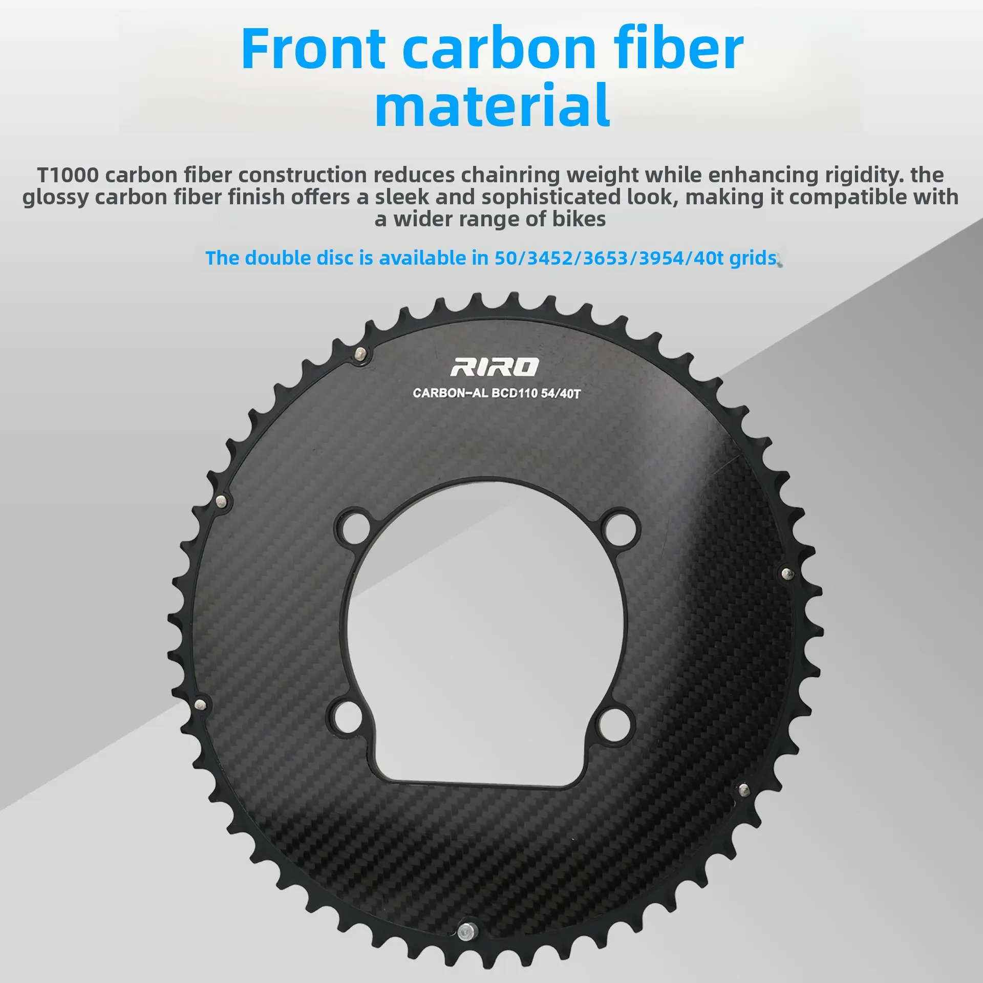 RIRO Carbon Composite Chainring BCD110 Ultra Lightweight Power Meter Closed Disc Folding Bike Crankset
