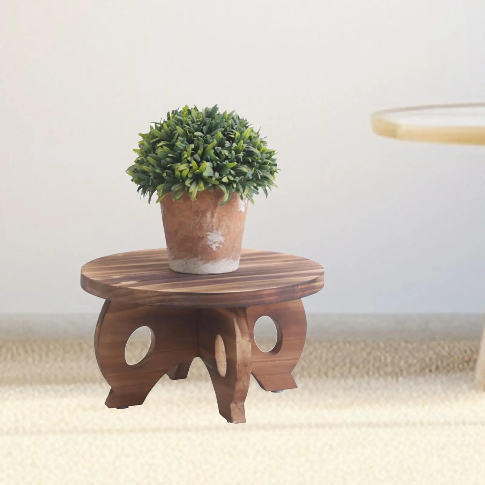 Round Wooden Plant Stand Planter Holder Display Garden Flower Pot Holder Planter Rack for Office Home Corner Living Room Hotel