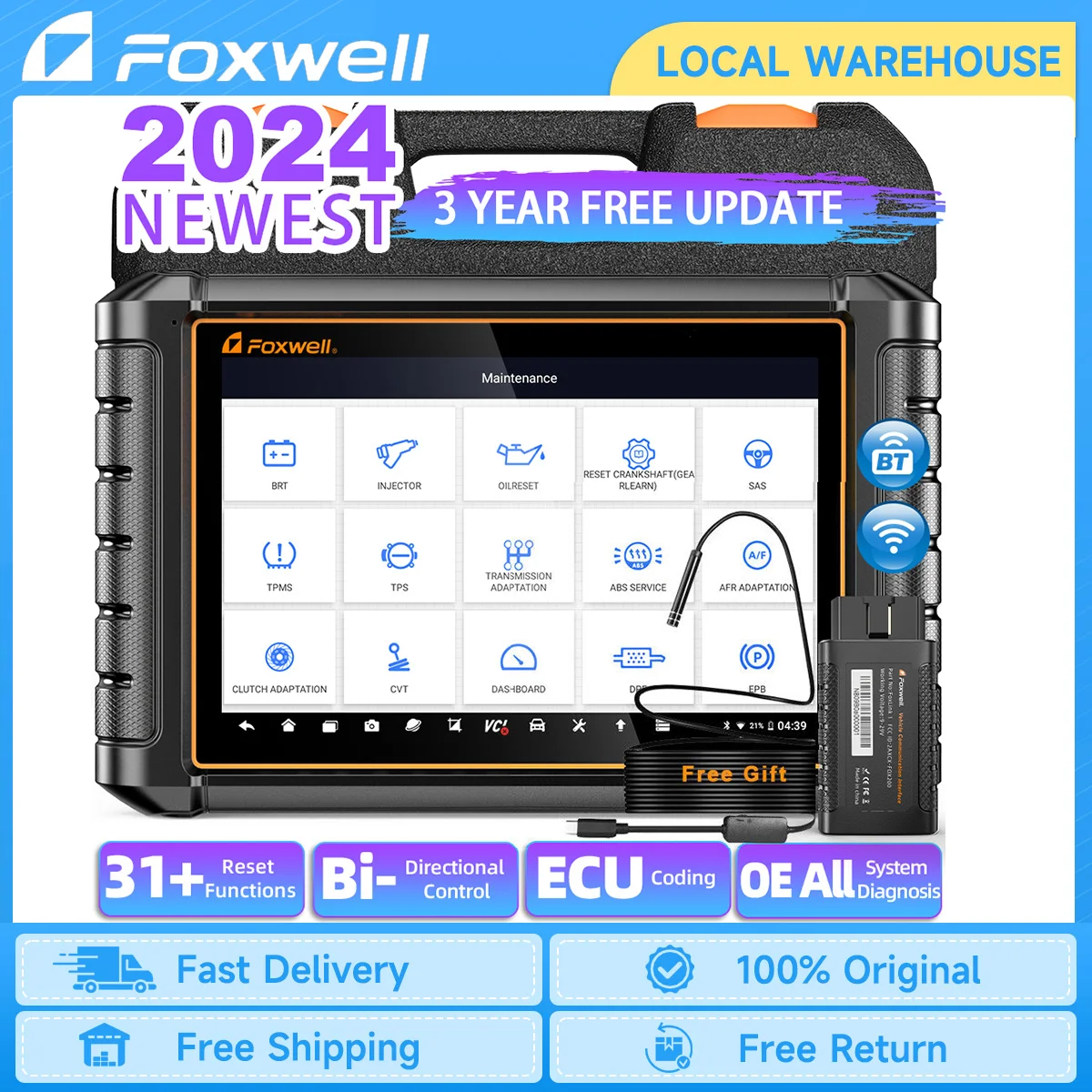 FOXWELL NT909 OBD2 Car Diagnostic Tool Bi-Directional ECU Coding Guided Functions OE-Level Full System OBD 2 Automotive Scanner