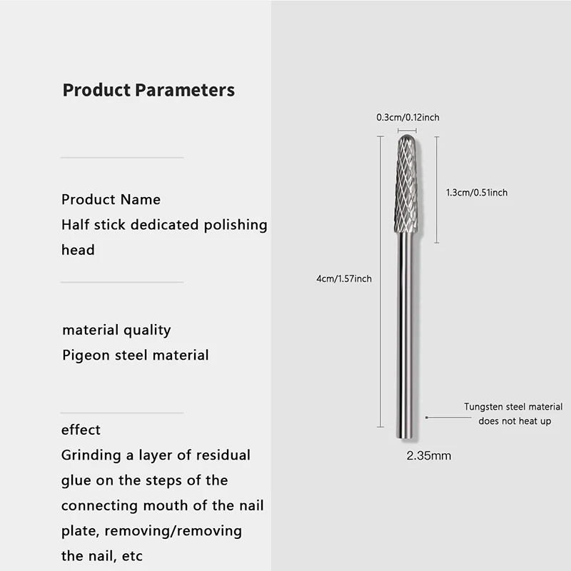 1 pz carburo di tungsteno Nail Drill Bit Electric Nail Mills Cutter per accessori per unghie macchina Manicure