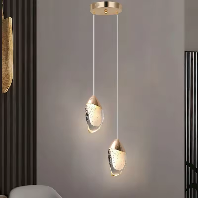 Lamp Crystal Pendant Lighting For Bedroom,LED Mini Modern Pendant Light Fixtures With Gold Powder Crystal For Bar Bathroom Bedr