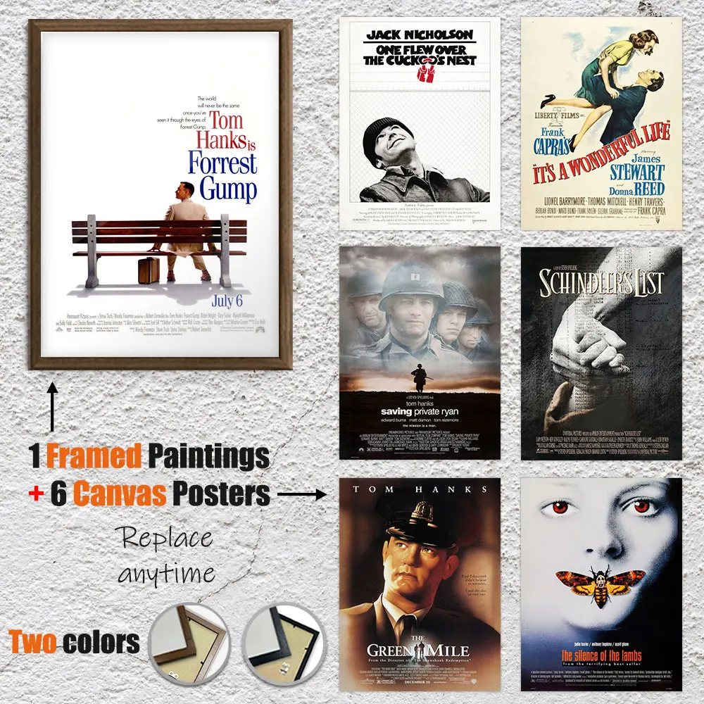 

Купите 1, получите 6 бесплатно, 8*12, 12*16 дюймов, холст, постер, классический фильм, рамка из полированного плексигласа, винтажное настенное искусство для домашнего декора комнаты