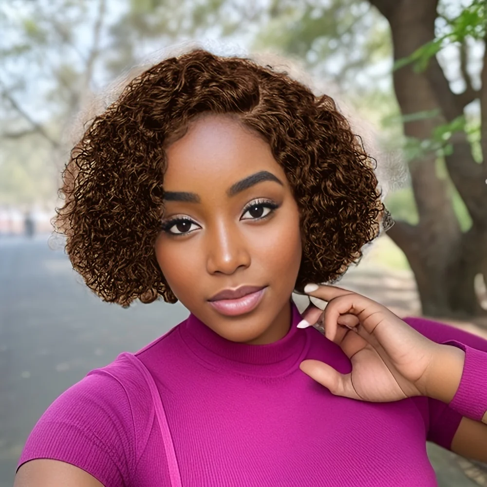 شعر مستعار بوب مجعد شعر الإنسان موجة عميقة الدانتيل الجبهة الباروكات شعر الإنسان 13x4 قصيرة عابث الباروكات للنساء شعر مستعار رطب ومموج قبل قطعها