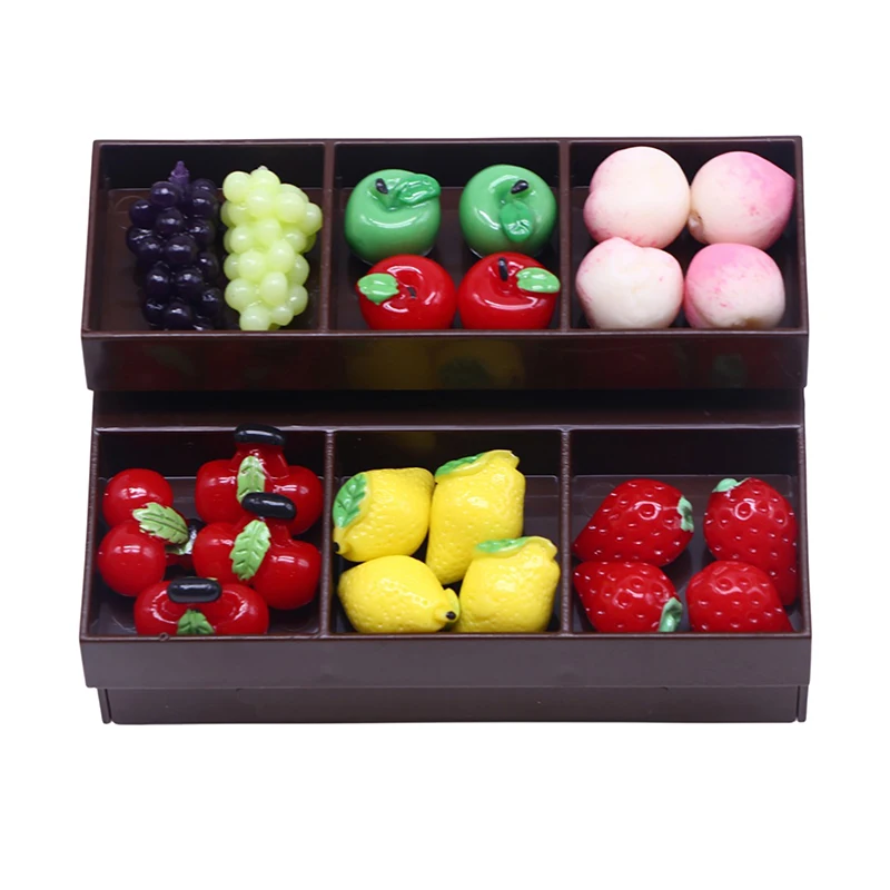 

Dollhouse Miniature Fruit Vegetable Display Shelf Model Mini Supermarket Shelves With Fruit Vegetables For Doll House Decoration