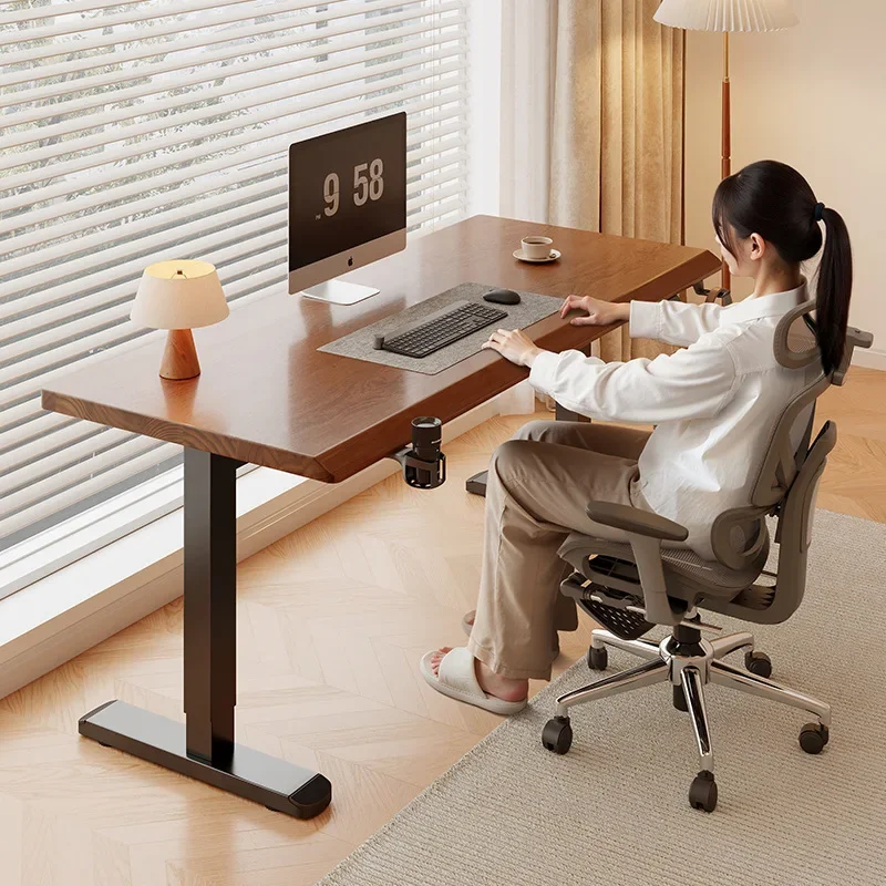 Solid wood electric lifting table, desktop, computer table, home e-sports table, bedroom desk, desk can lift workbench