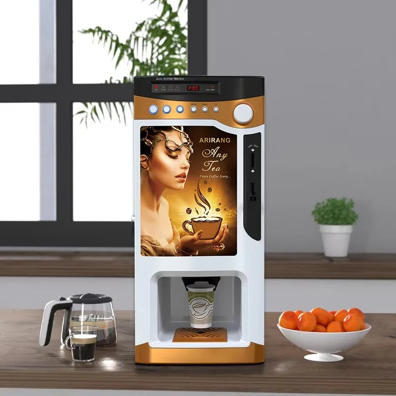 

LE303v Desktop Instant Coffee Machine with Automatic Dispenser, Self-cleaning System with Coin Payment System