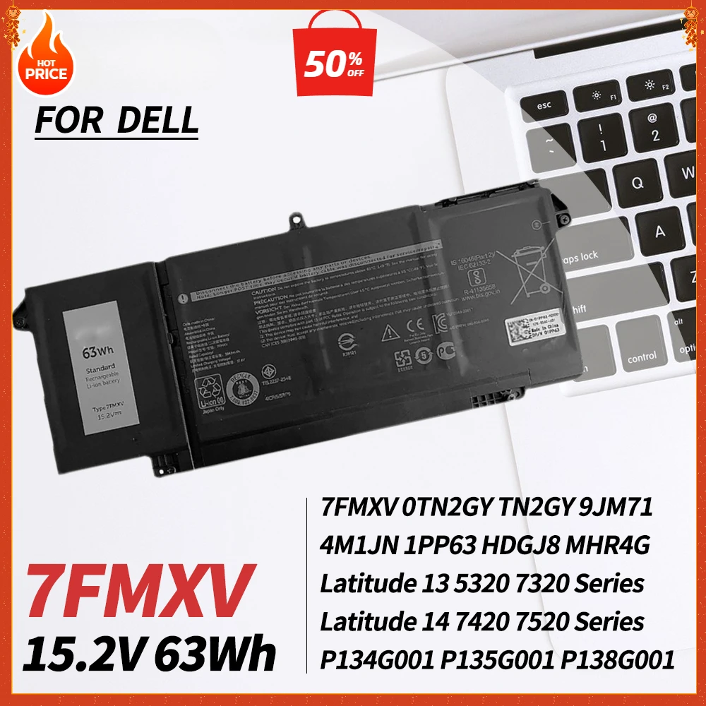 

7FMXV Laptop Battery for Dell Latitude 5320 7520 7420 7320 Latitude 5320 2-in-1/7320 2-in-1 P134G001 0TN2GY 9JM71 4M1JN 1PP63