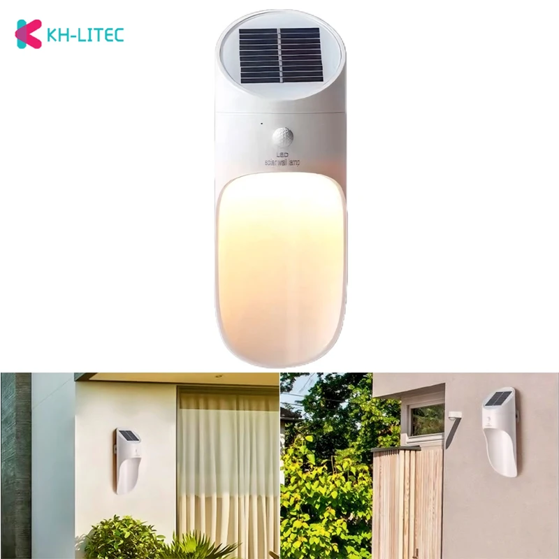 KHLITEC Solar Light Microwave Sensor Wall Light IP65 Waterproof Solar Lamp for Garden Pathway Fence Patio Decor Outdoor Lighting