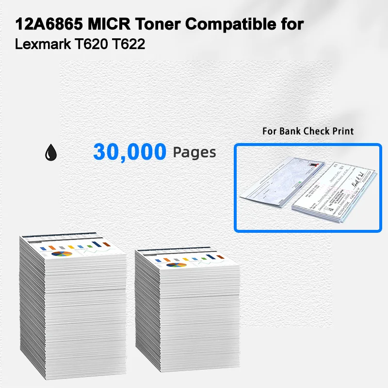 IBEST Compatible MICR Toner Cartridge Lexmark T620 T622 Compatible for Lexmark 12A6865 for Bank Check Printing