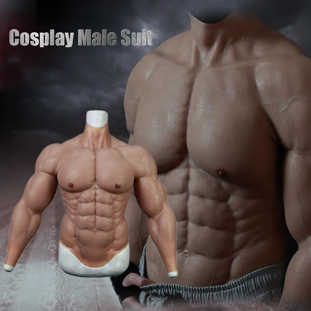 KnowU Muscle Suit Silicone Fake Chest Male Muscle for Cosplay Cross-dressing Four-style realistic Hunk silicone muscles