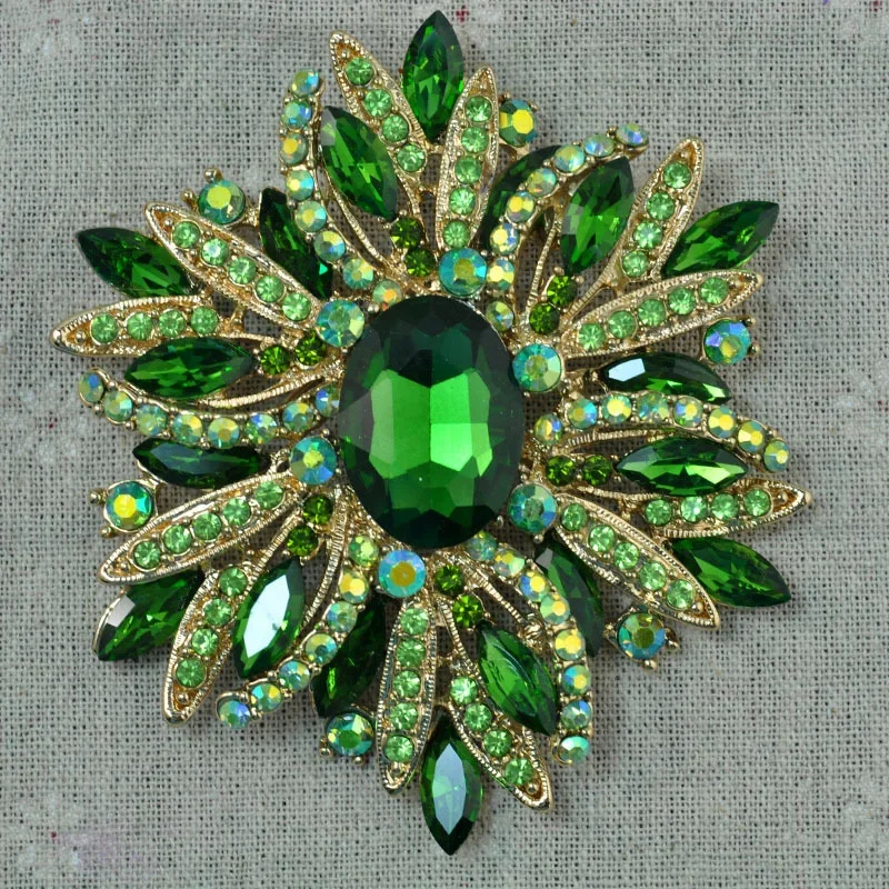 Retro Exaggerated Temperament Large Crystal Glass Brooches for Women Luxury Multicolor Rhinestone Pins Coat Jewelry Accessories