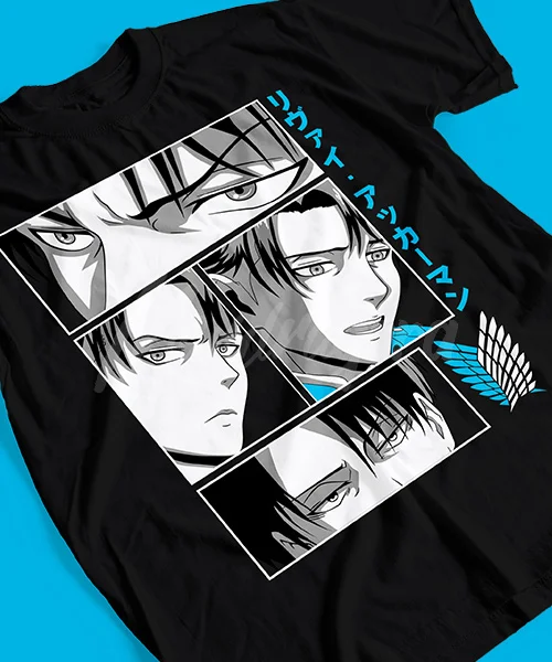 Camiseta unisex Attack on Titan Capitán Levi Ackerman expresiones