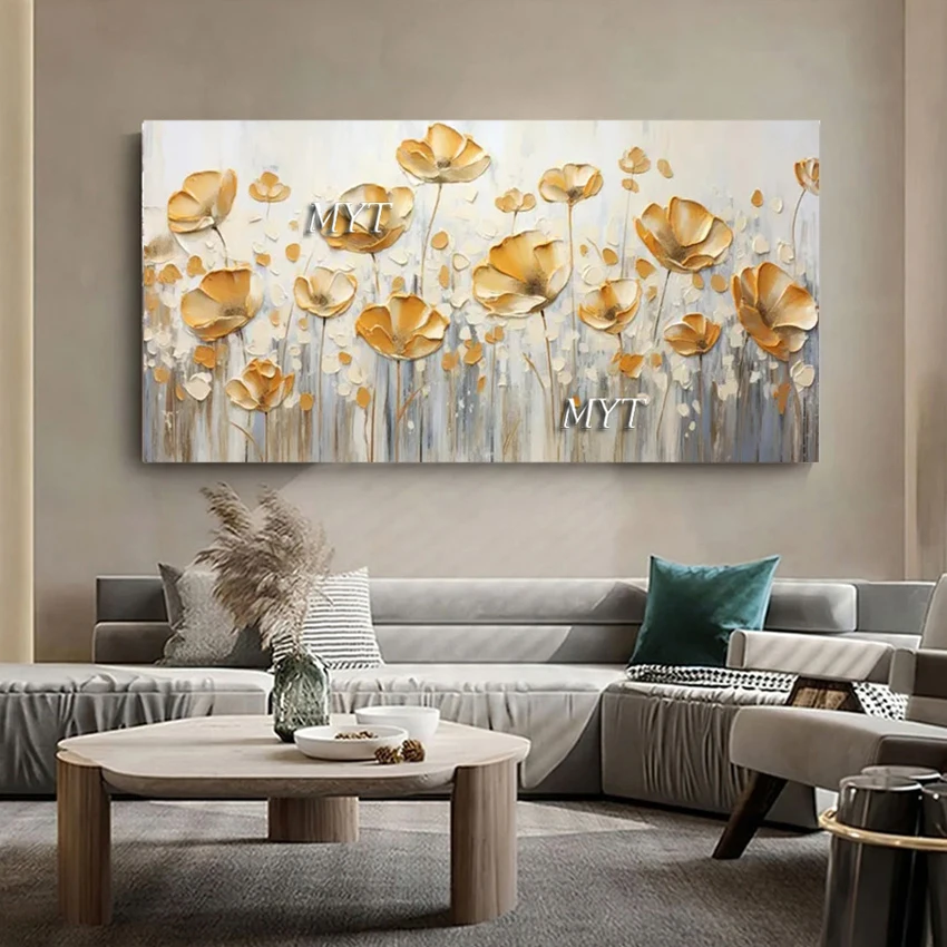 Large Size Canvas Abstract Art Decoration, Acrylic Knife Painting, Unframed Artwork, Modern Flowers Landscape 3D Picture Wall