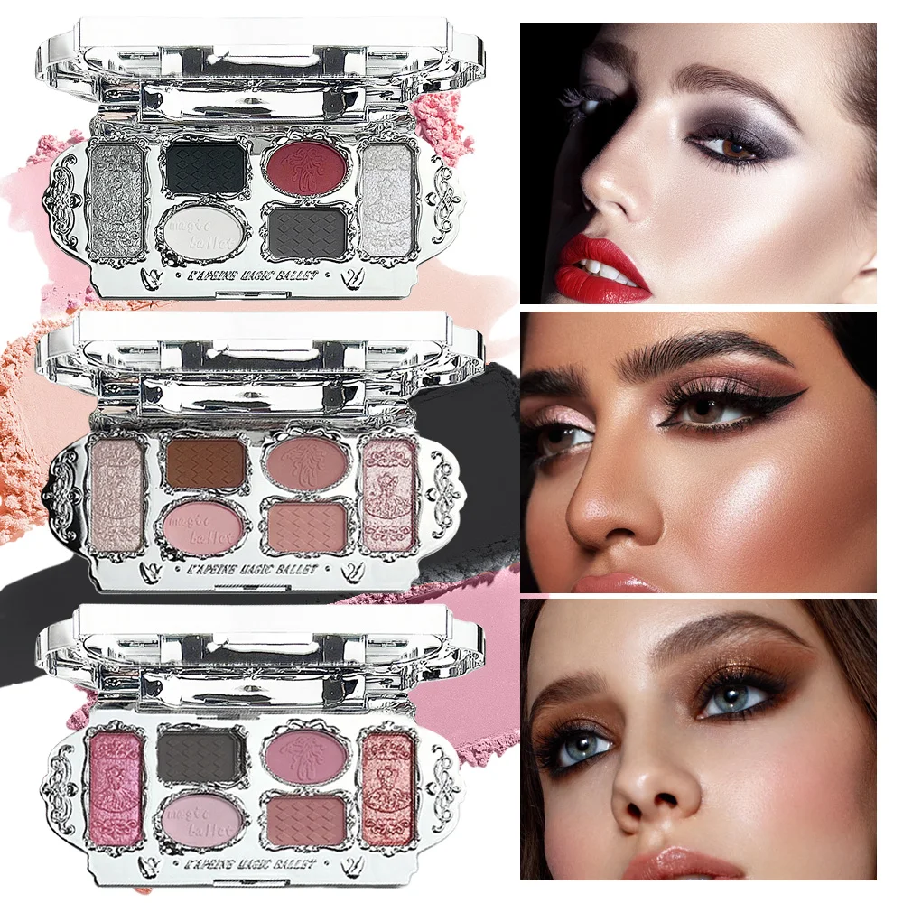 Six Color Swan Eye Shadow Trim Blush Highlights a Multi-Purpose, Diverse Style, Natural Makeup, Portable, Integrated Makeup Syst