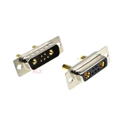 1PCS 7W2 30A Gold plated MALE FEMALE high current CONNECTOR D-SUB adapter solder type 5+2 plug jack high power 7 Power Position