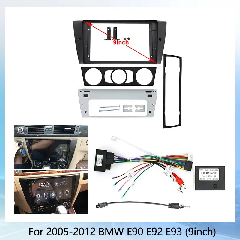 Radio Android para BMW E90, E92 y E93 2005-2012, pantalla estéreo, reproductor multimedia de audio y video, cables de navegación, arnés, marco