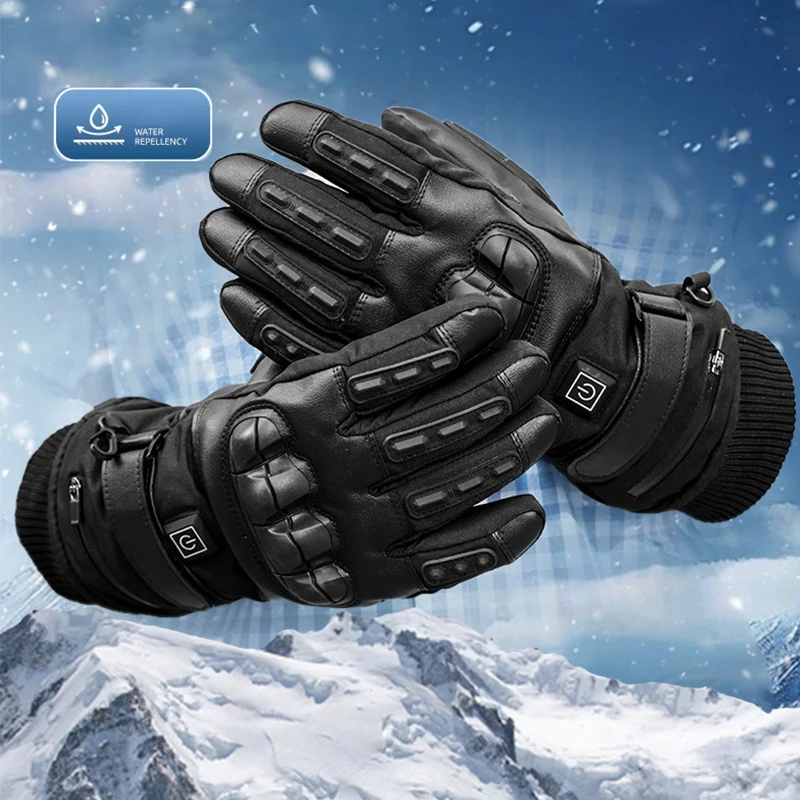 New Winter Heated Gloves for Motorcycle Biker Men Women Touchscreen Rechargeable Self Heating Gloves Ski Hiking Hand Warmer