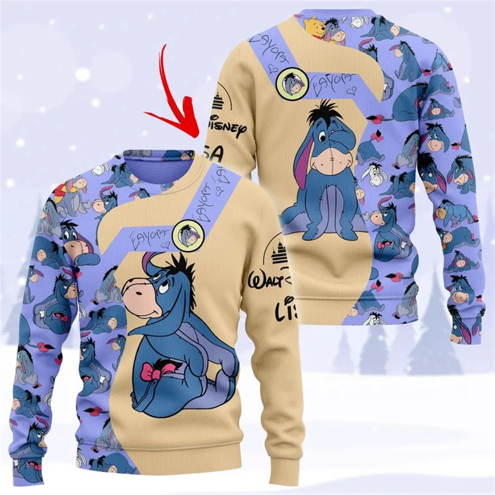 Personalisierter Eeyore Christmas Ugly Sweater Winnie the Pooh Weihnachts-Sweatshirt Eeyore Jungen Mädchen Weihnachtsgeschenk Herren-Kapuzenpullover