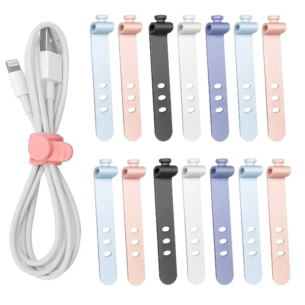 10PCS Cable Winder Organizer Silicone Earphone Clips Wire Cord Management Buckle Straps Reusable Cable Tie Beam Line Cord Holder