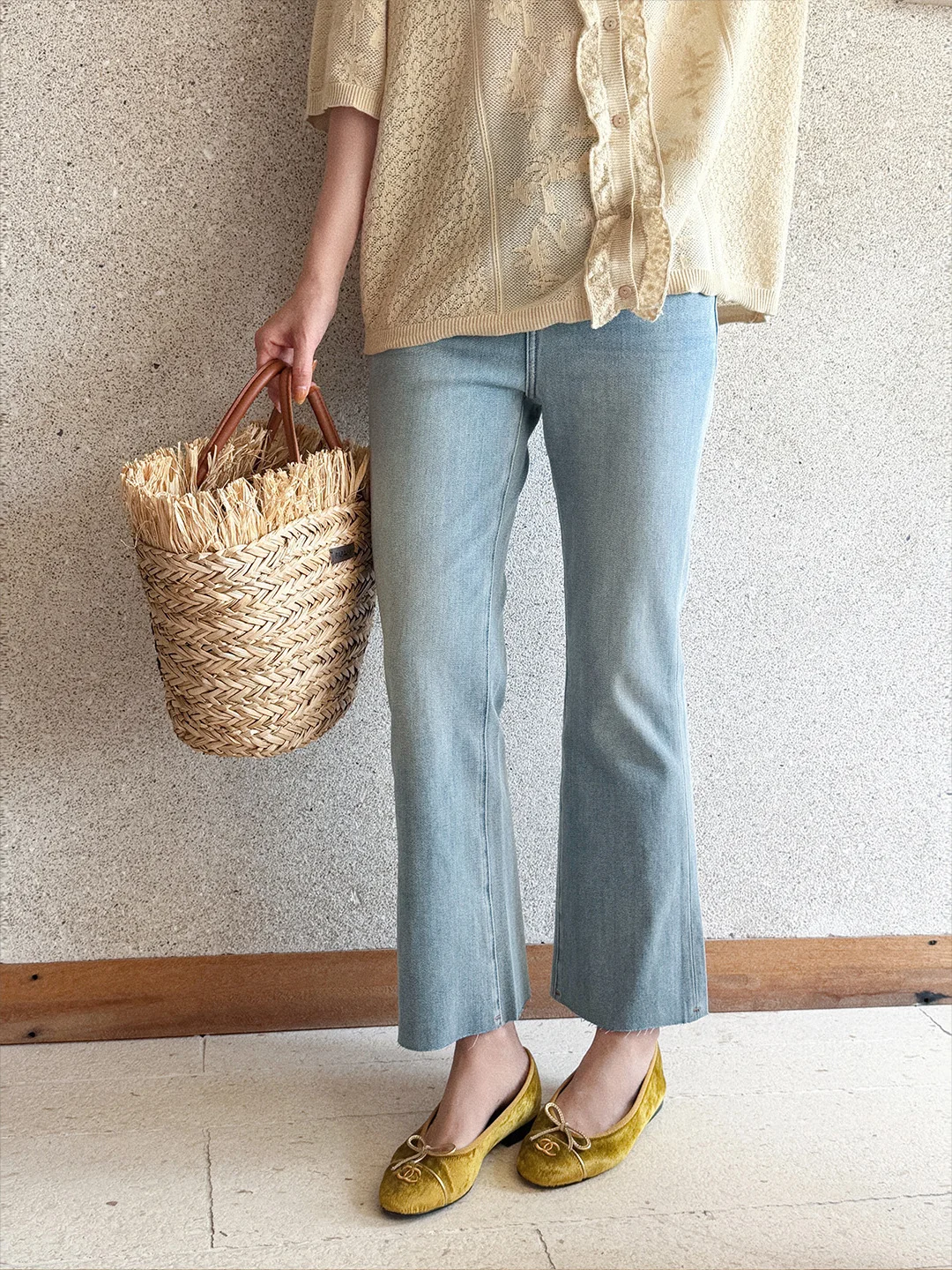 

Tang Youyou Lanjing High Waist Slimming Nine Point Micro Flared Jeans Women Spring Summer Versatile Long Pants