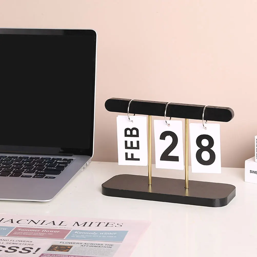 

Wooden Perpetual Flip Desk Calendar Vintage Decorative Desktop Table Calendar for Office Home Desk Ornament Desktop Decoration