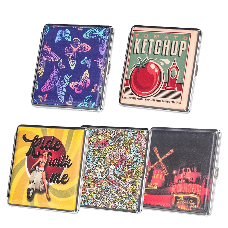 20 Sticks Metal Cigarette Case For Women Pocket Creative Container Elastic  Band Cigar Storage Box Gift