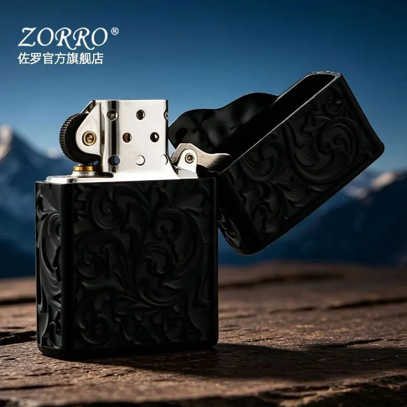 ZORRO Dragon's Eye Embossed Kerosine Lighter, Vintage Grinding Wheel Armor Lighter, High-end Textured Gifts