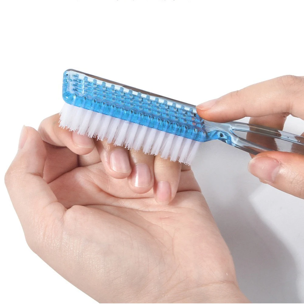 Escova profissional de acrílico transparente, 2 peças, cabo reto, salão de beleza, qualidade, cerdas macias, manicure, fácil aderência, ferramenta de cuidados com as unhas