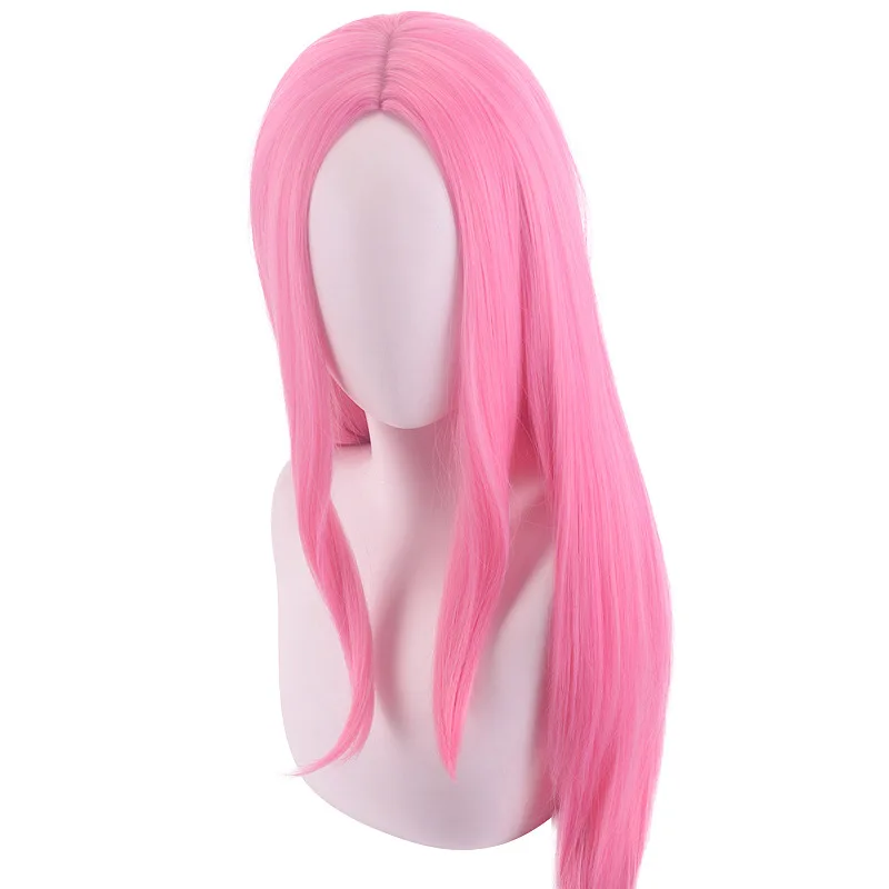 Women Heat Resistant Synthetic Hair Wigs Long Straight pink Anime Jewelry Bonney Cosplay Wig