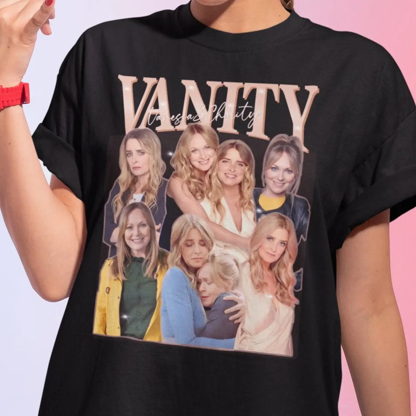 T-shirt Vanity Emmerdale SweaT Lesbian Vanessa and Charity vintage, lavé, doux, élégant et confortable, pour un usage quotidien