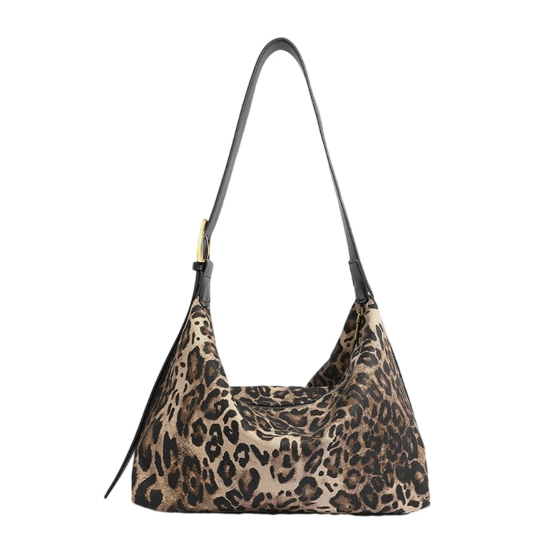 Elegant Leopard Print Women's Underarm Bag Casual Slouchy Bag Shoulder Purse Spacious Handbag For Everyday Use