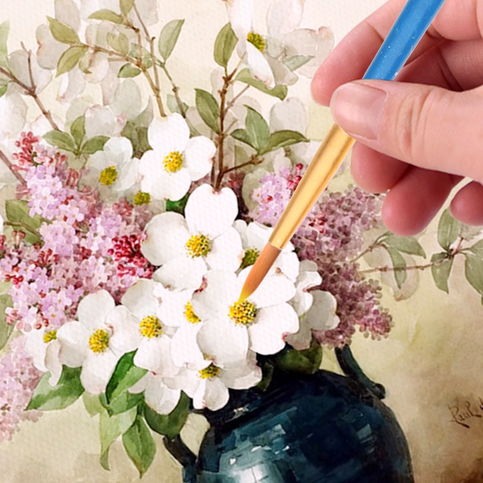 

20pcs Oil Paintbrush Set for Watercolor Acrylic Gouache with Nylon Hairs Aluminum Handle Round Travel Art Supply Suitable