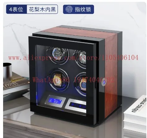Fingerprint Unlock Automatic Watch Winder with 4 slot Touchscreen Remote Control Mabuchi Motor Watch Safe Box