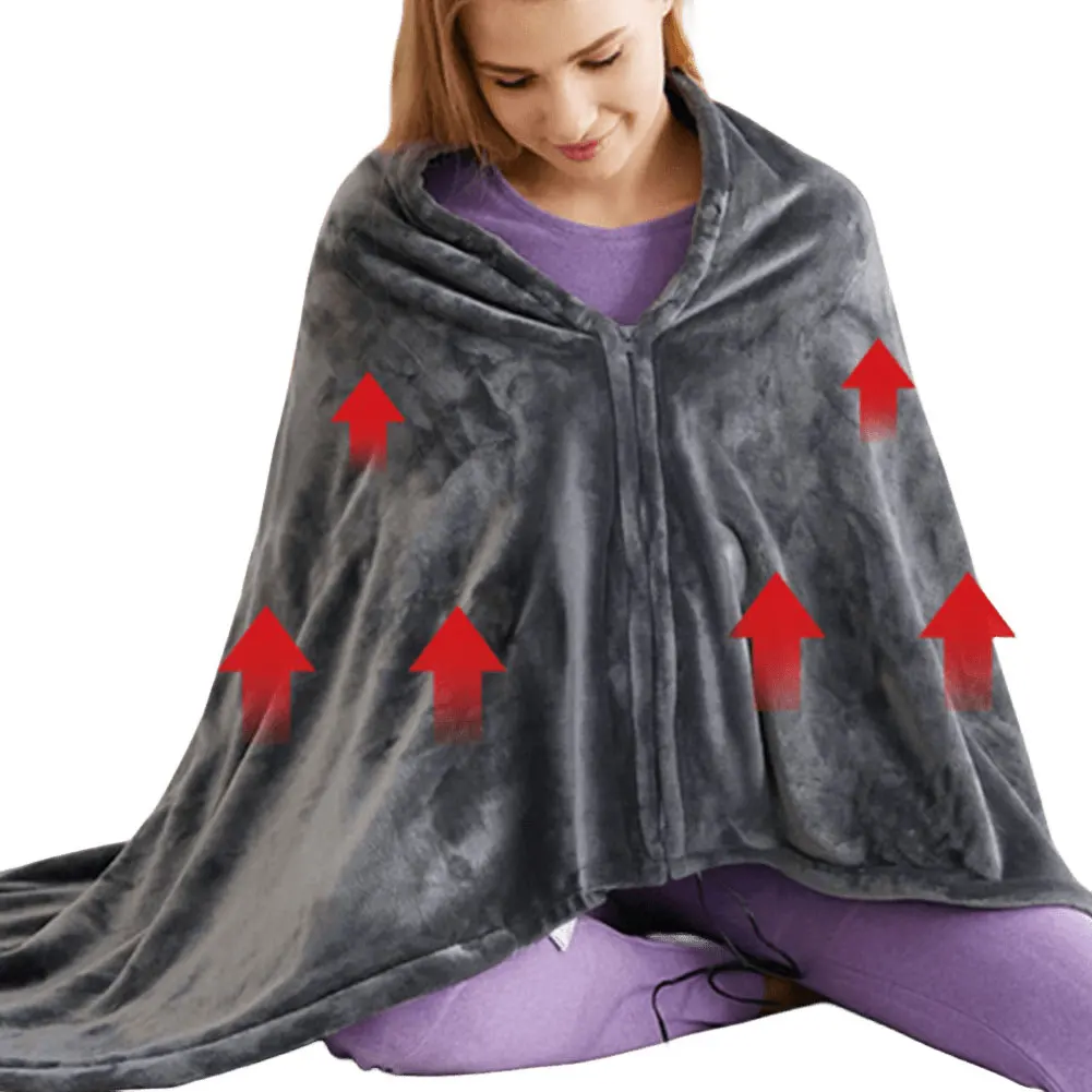 

USB Electric Heated Blanket 3 Heating Levels Fleece Heated Blanket Wearable Heated Blanket Cape Quickly Heated Cape Pad